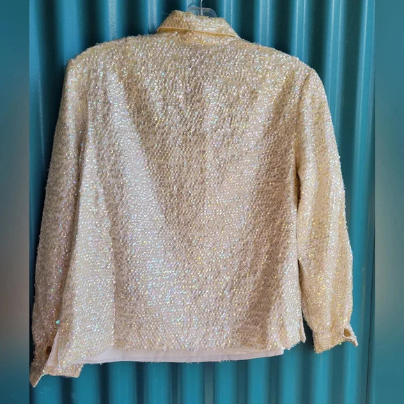 Vintage Hark  Imports White Sequins Button Down Long Sleeves Shirt Top luxury - Picture 8 of 15